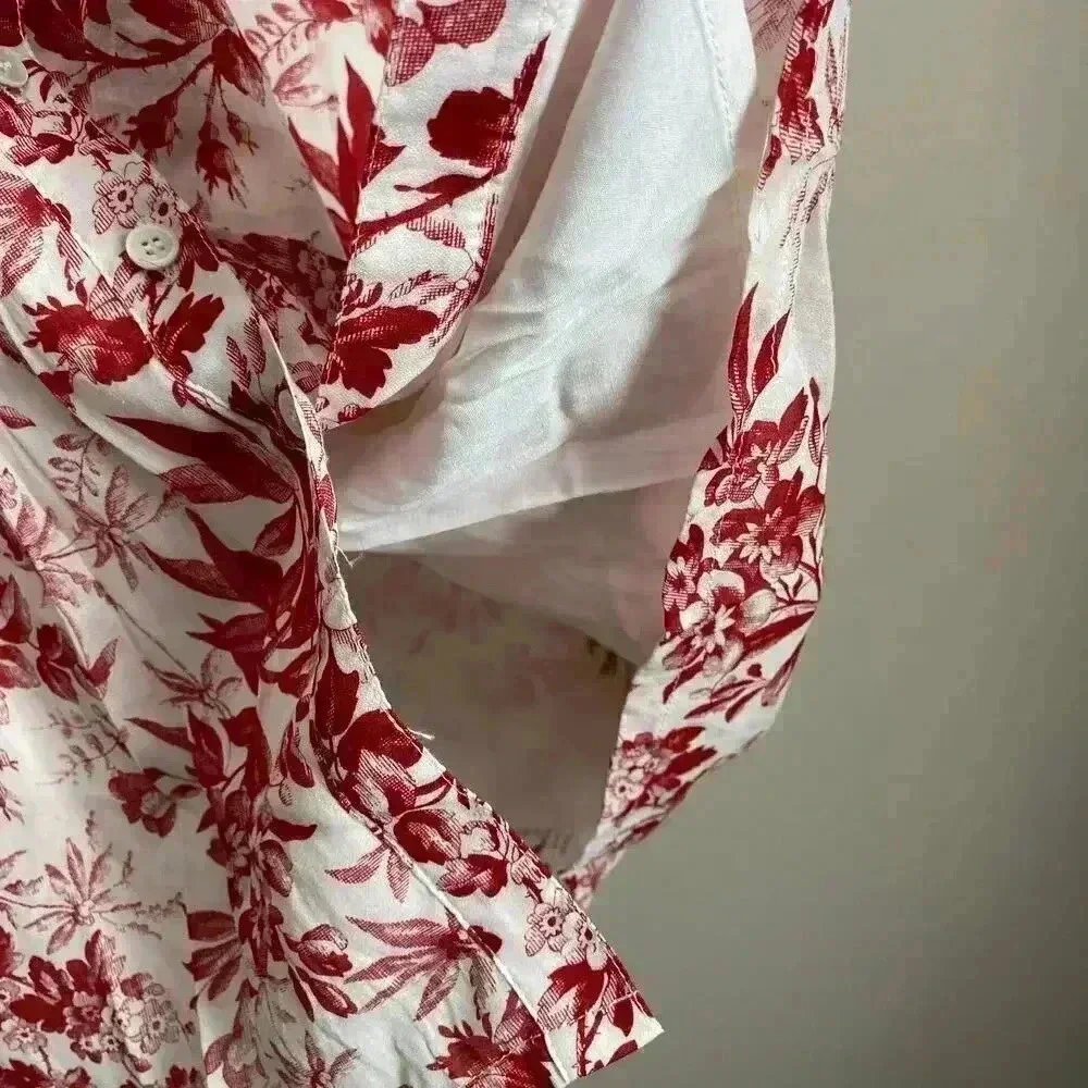 FRNCH Floral Print V-Neck Dress Red Size Small‎